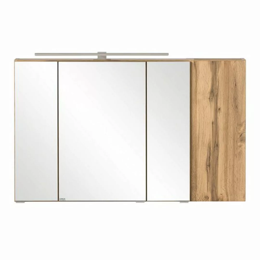 Spiegelschrank 105cm mit LED Aufsatzleuchte VASTO-03-WHITE in Wotan Eiche N günstig online kaufen