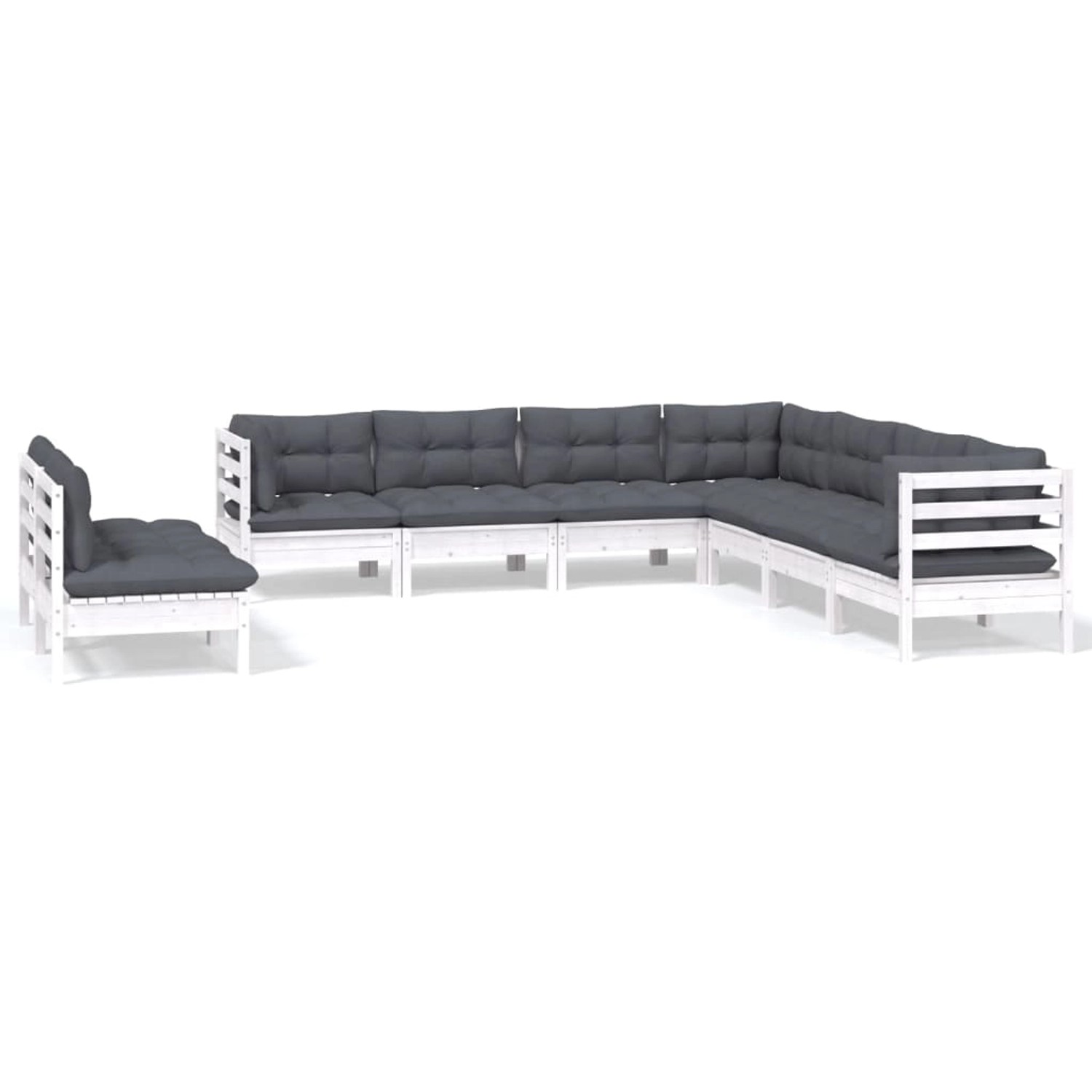 vidaXL 9-Tlg Garten-Lounge-Set mit Kissen Weiß Massivholz Kiefer 3096828 günstig online kaufen