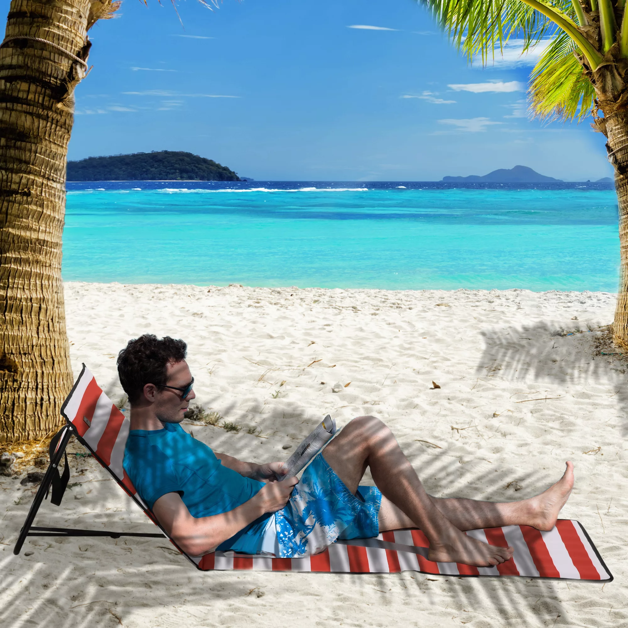 Outsunny 2er-Set Strandmatte, Faltbare Strandliege, Verstellbare Sonnenlieg günstig online kaufen