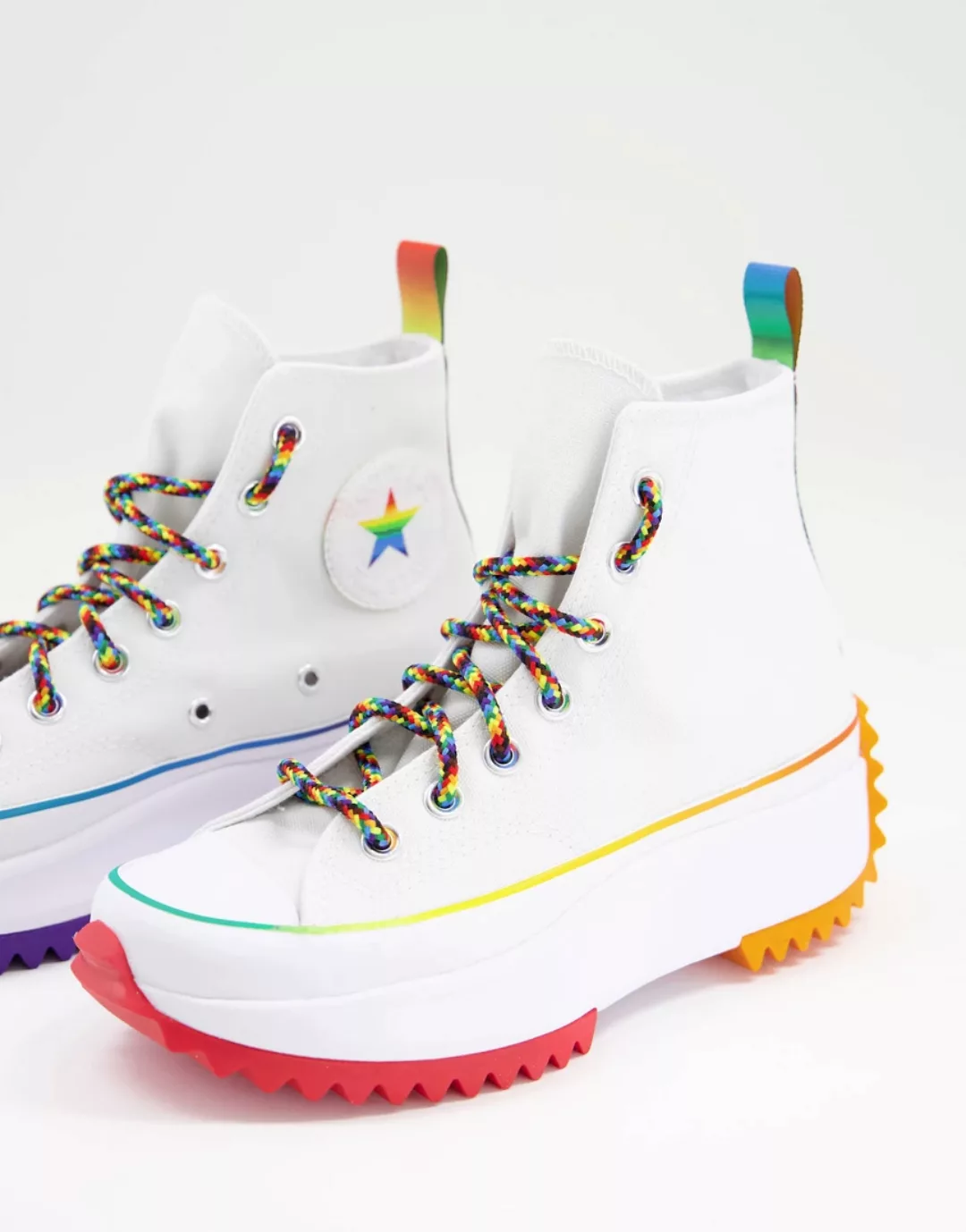 Converse – Run Star Hike – Hohe PRIDE Sneaker in Weiß-Mehrfarbig günstig online kaufen