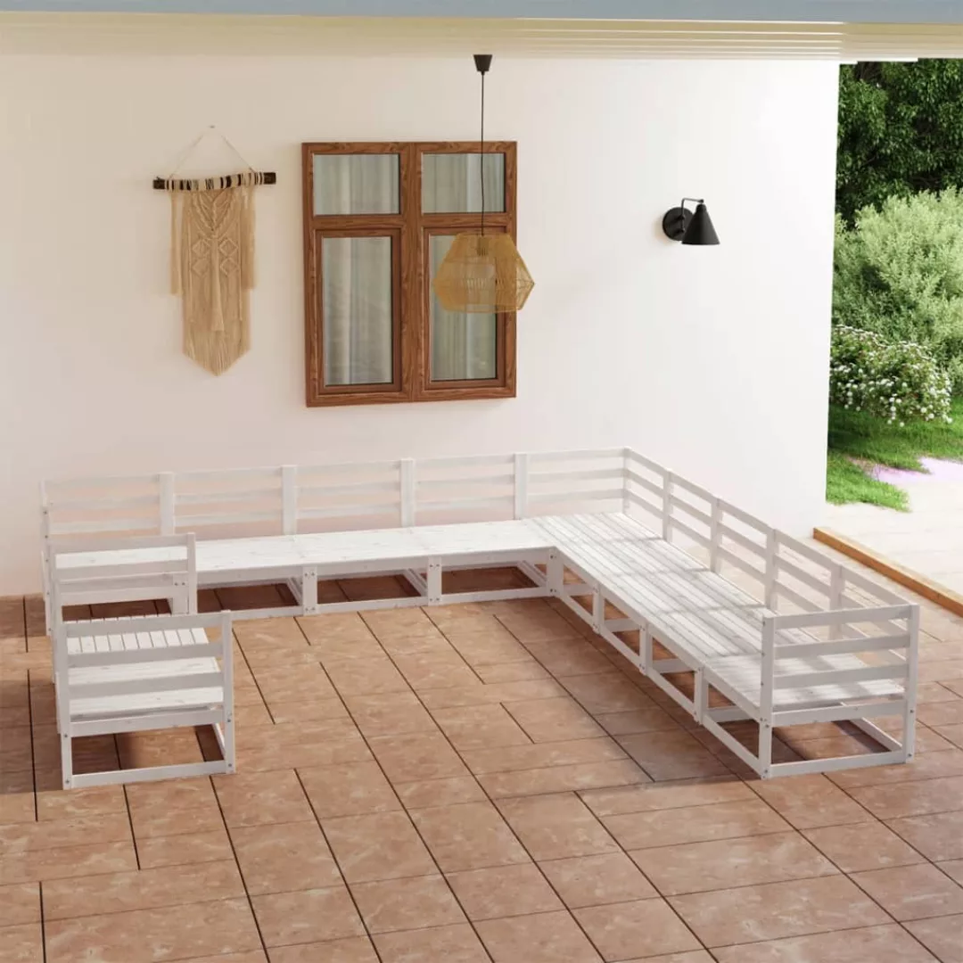 11-tlg. Garten-lounge-set Weiß Kiefer Massivholz günstig online kaufen