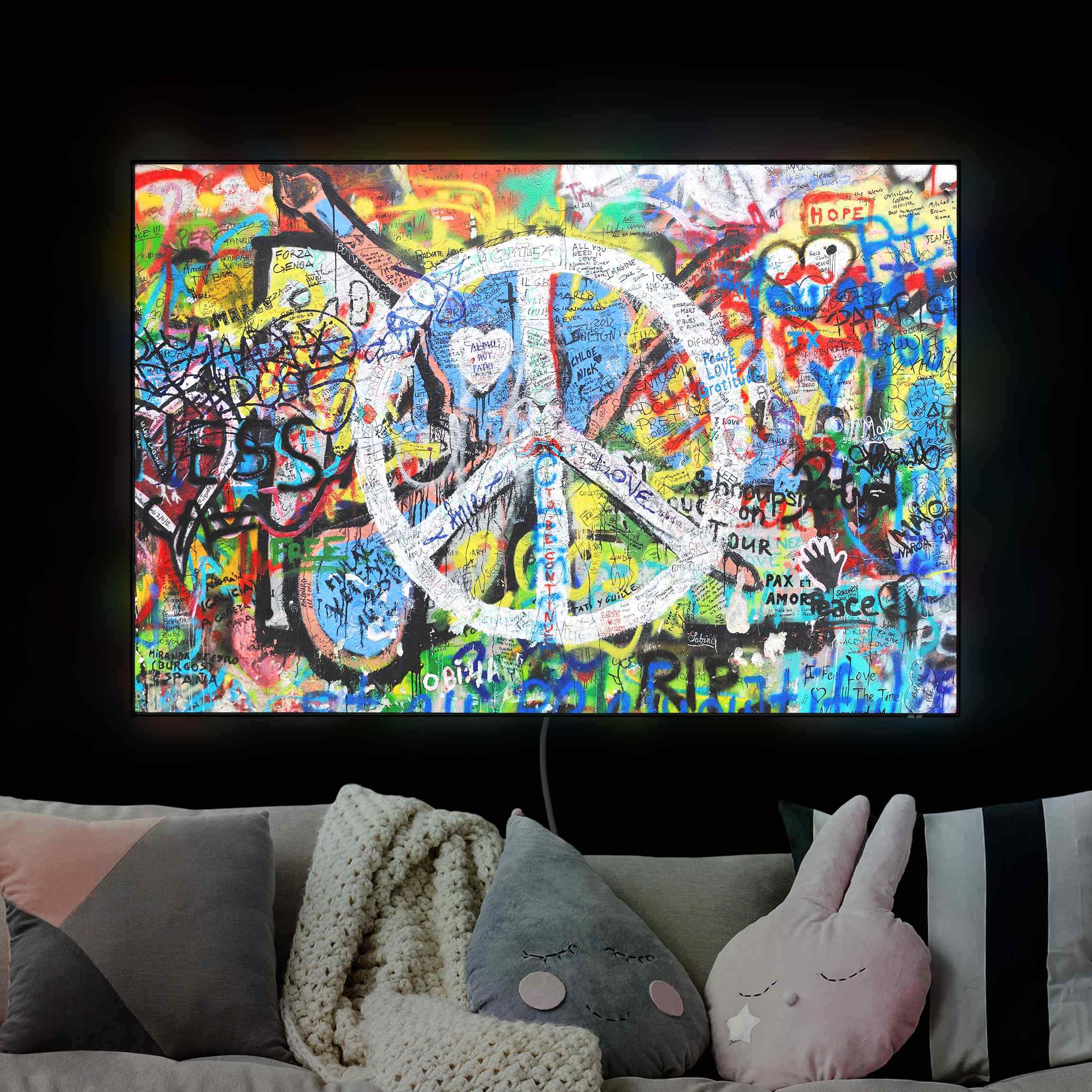 LED-Wechselbild Graffiti Wall Peace Sign günstig online kaufen