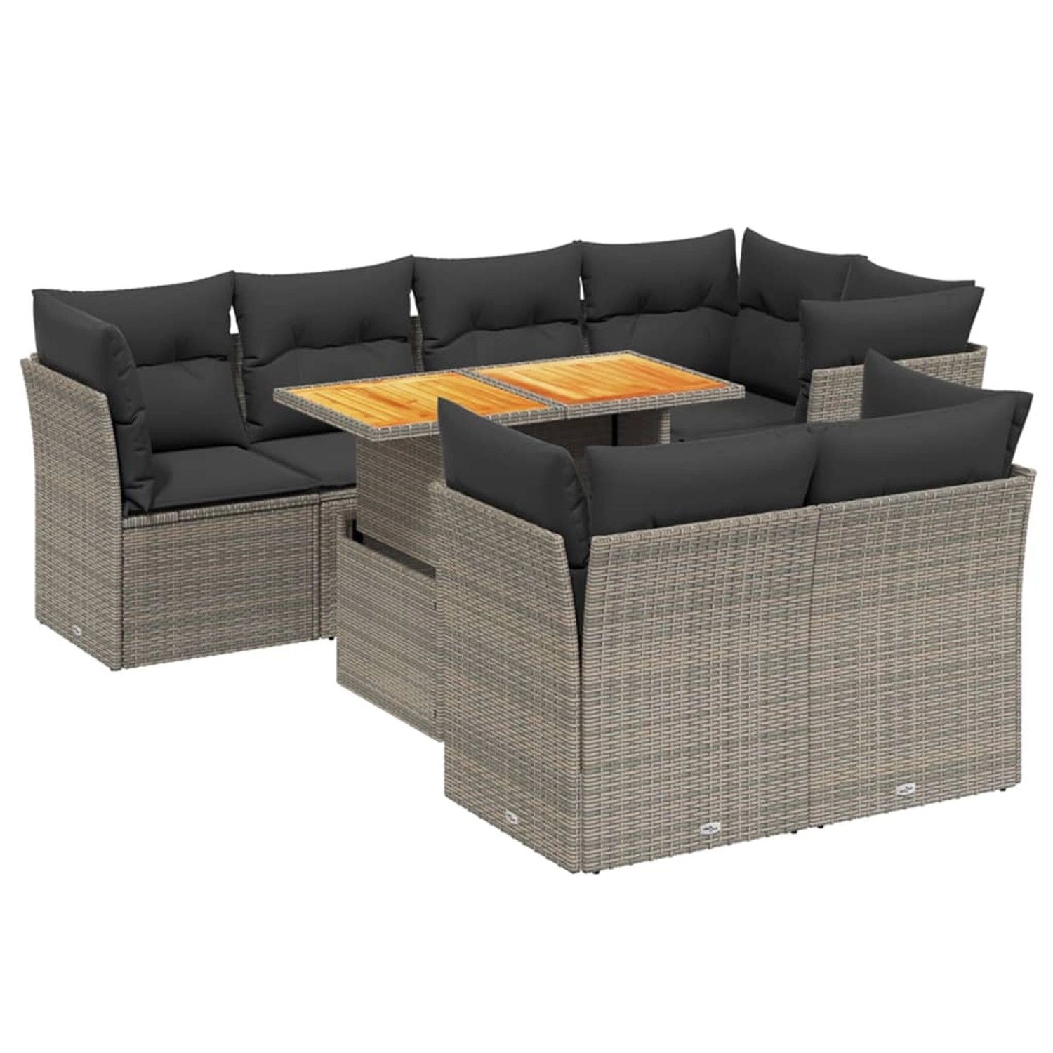 vidaXL 8-Tlg Garten-Sofagarnitur mit Kissen Grau Poly Rattan 3270710 günstig online kaufen