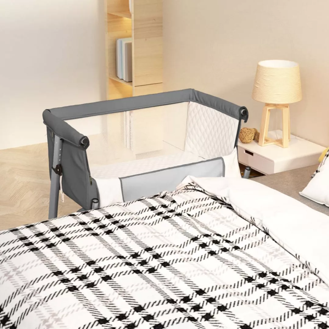 DOTMALL Babybett Babybett mit Matratze aus dunkelgrauem Leinenstoff sicher günstig online kaufen