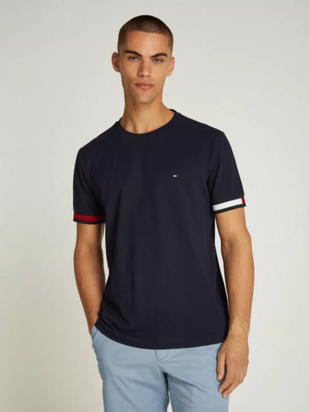 Tommy Hilfiger T-Shirt GLOBAL STRIPE FLAG CUFF TEE günstig online kaufen