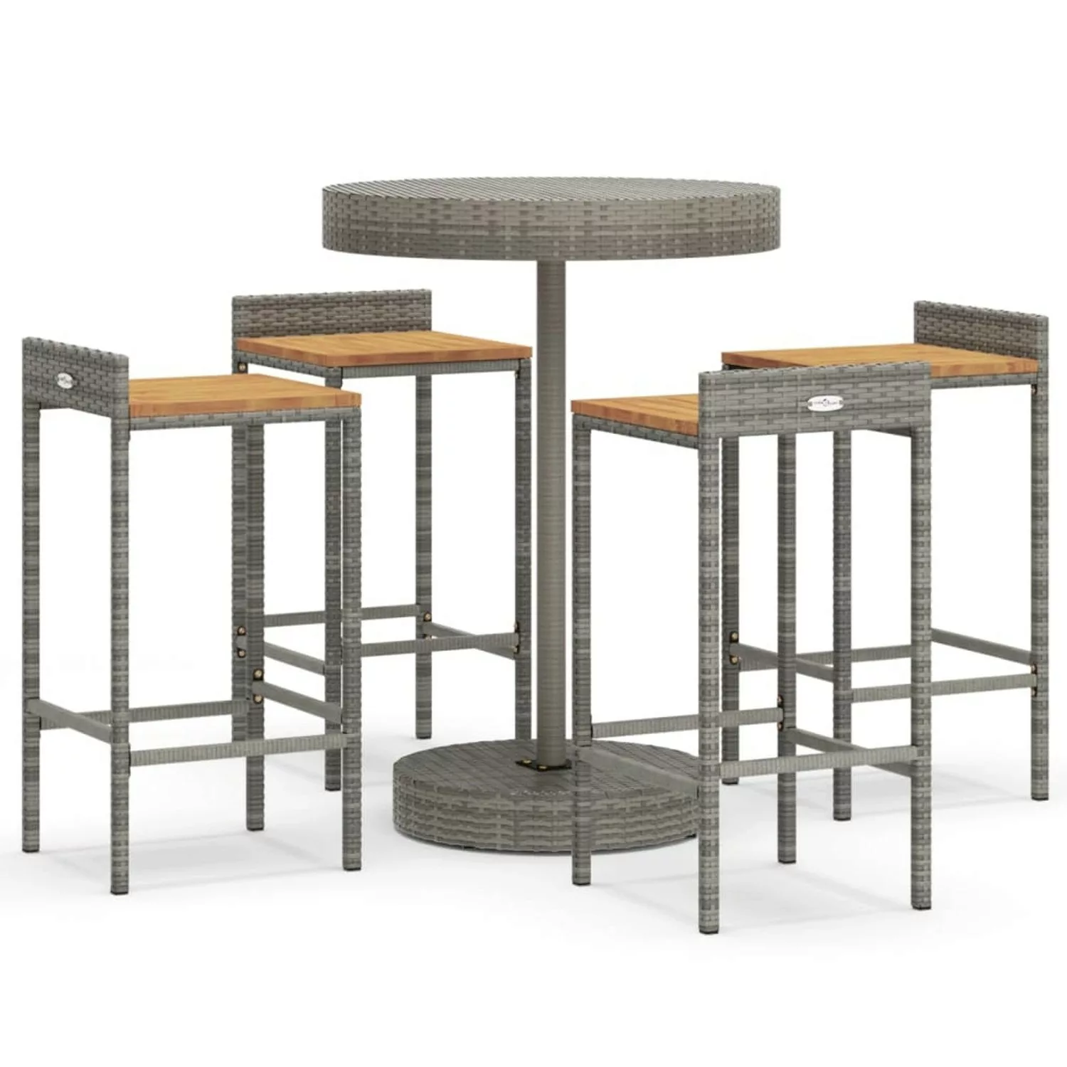 Vidaxl 5-tlg. Gartenbar-set Grau Poly Rattan & Massivholz Akazie günstig online kaufen