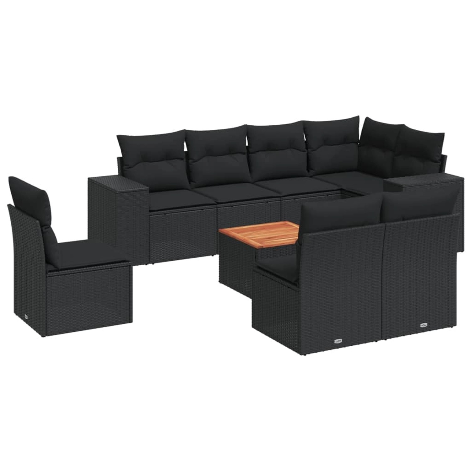 vidaXL 9-Tlg Garten-Sofagarnitur mit Kissen Schwarz Poly Rattan 3225481 günstig online kaufen
