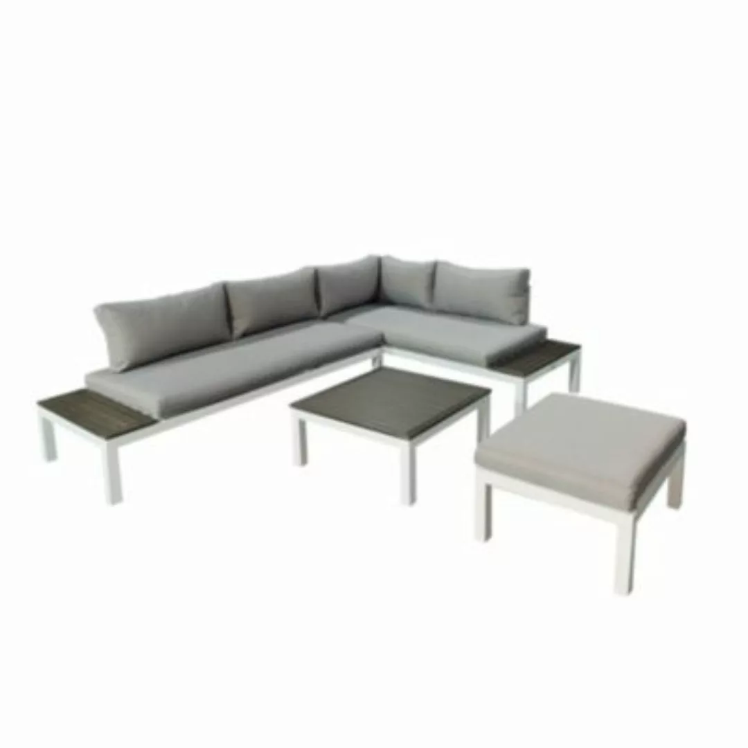 Gartenfreude Lounges Aluminium Sitzgarnitur Ambience Combi weiß/grau günstig online kaufen