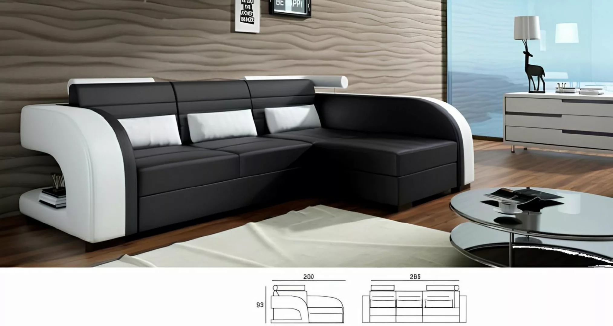 JVmoebel Ecksofa Leder Sofa mit USB Polster Ecksofa Wohnlandschaft Polstere günstig online kaufen