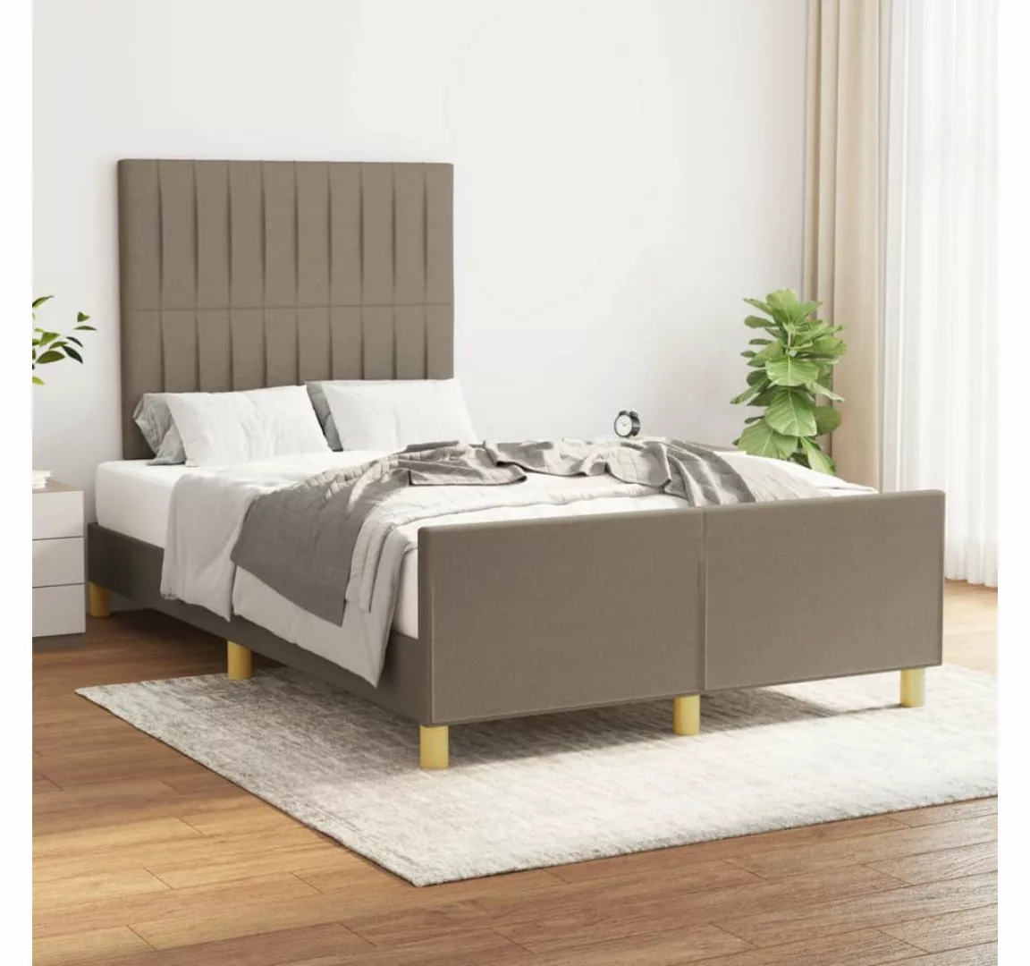 vidaXL Bett, Bettgestell ohne Matratze Taupe 120x200 cm Stoff günstig online kaufen