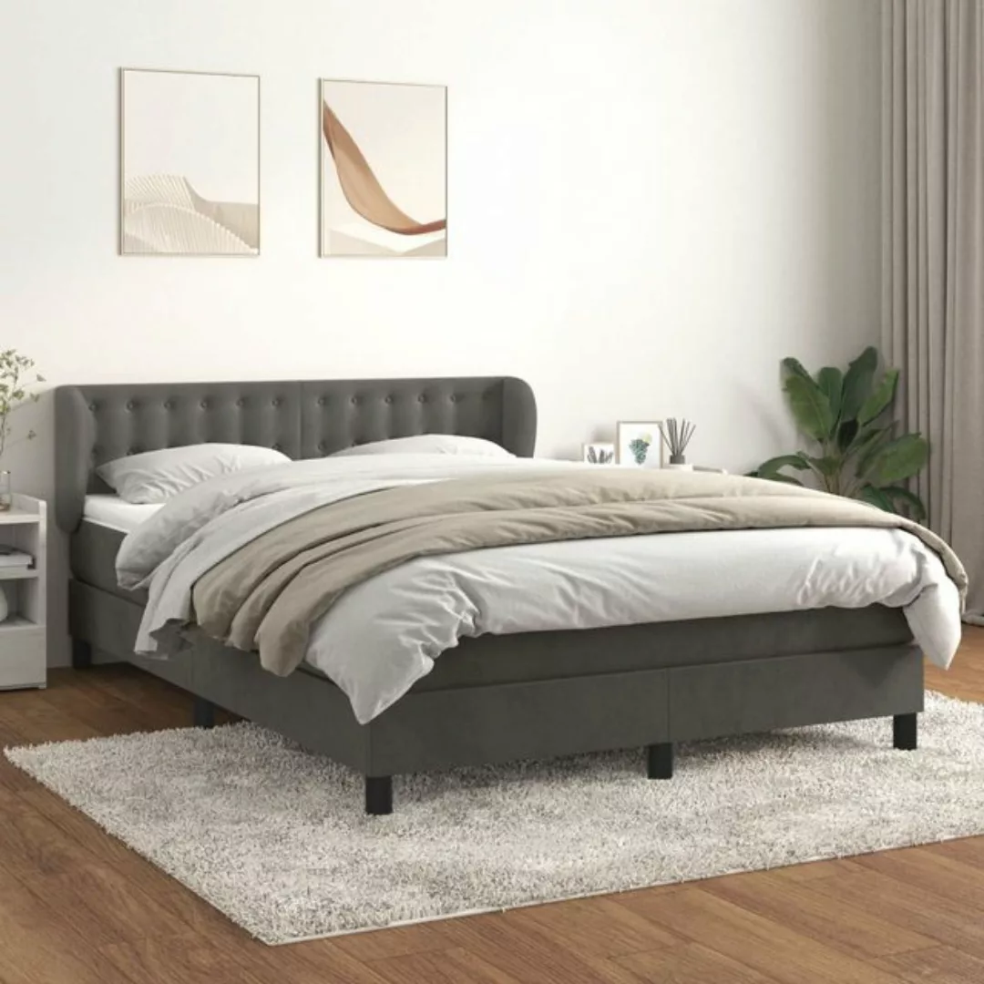 vidaXL Bettgestell Boxspringbett mit Matratze Dunkelgrau 140x190 cm Samt Be günstig online kaufen