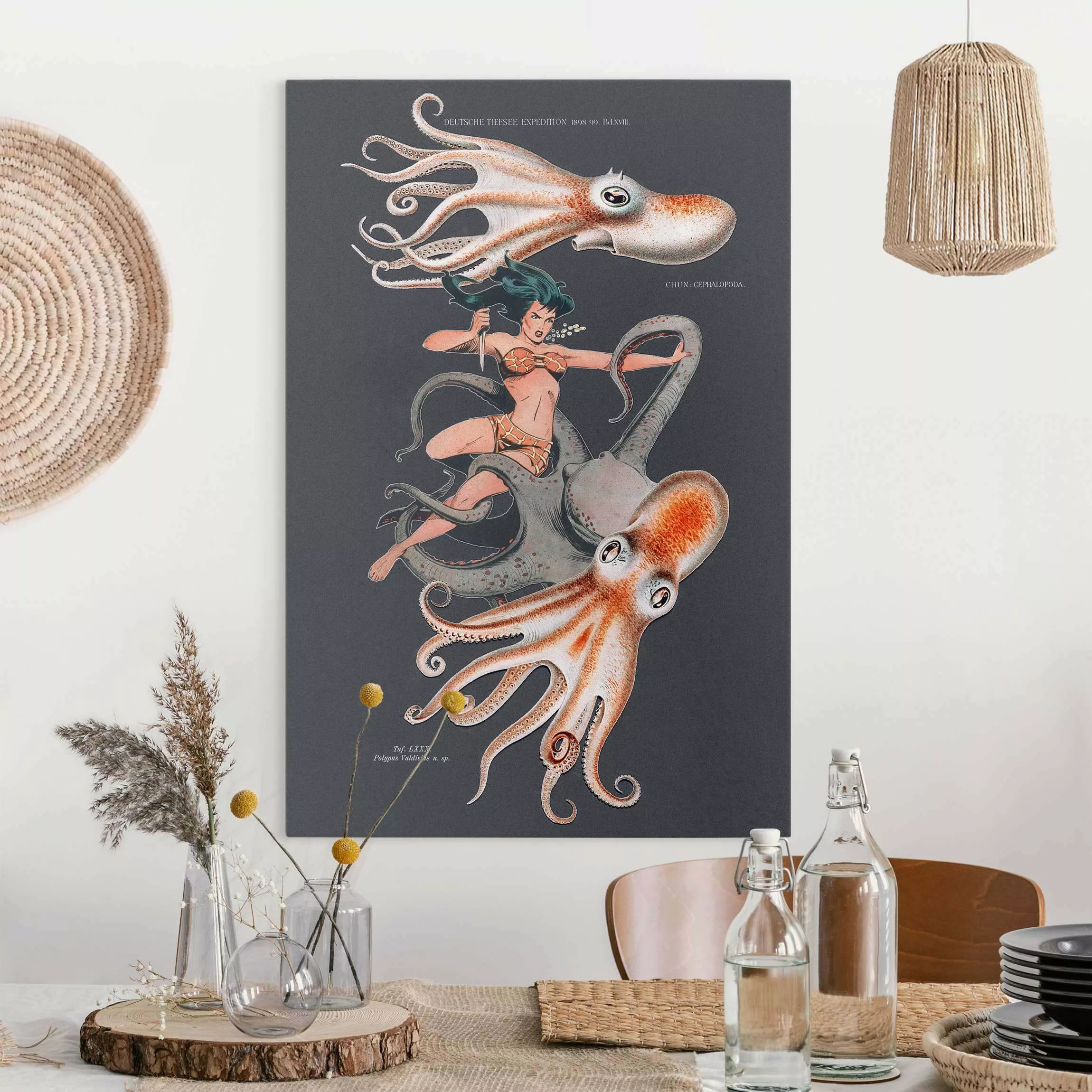 Leinwandbild Nymphe mit Oktopussen günstig online kaufen