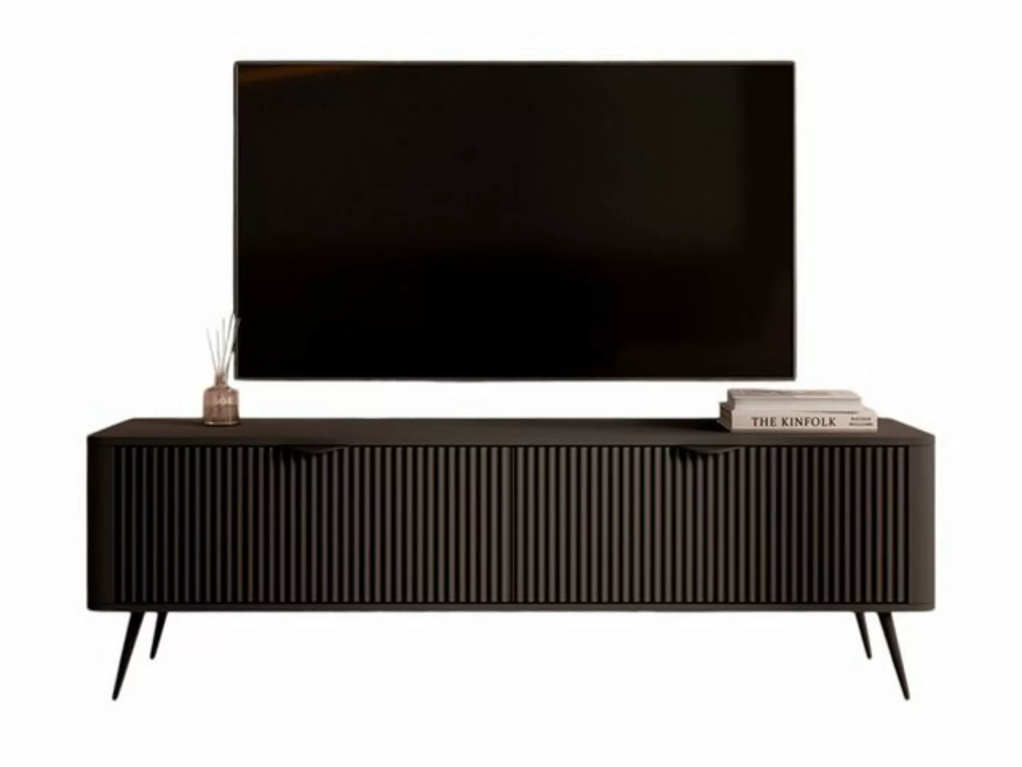 Compleo TV-Schrank mit Lamellen BELLO, TV-Tisch, Metallfüße, Modern Wohnzim günstig online kaufen