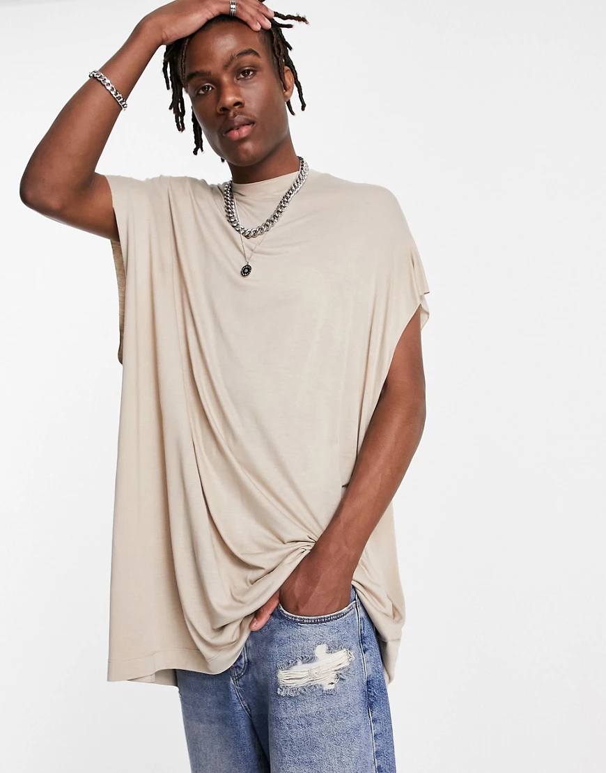 ASOS DESIGN – Oversize-Longline-T-Shirt in Weiß günstig online kaufen