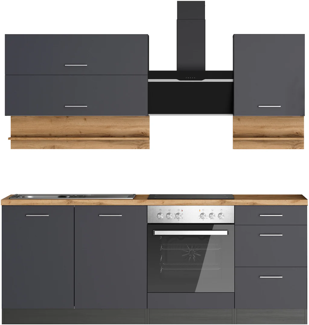 KOCHSTATION Küchenzeile "KS-Milan", 210 cm breit, robuste Metallauszüge, vi günstig online kaufen