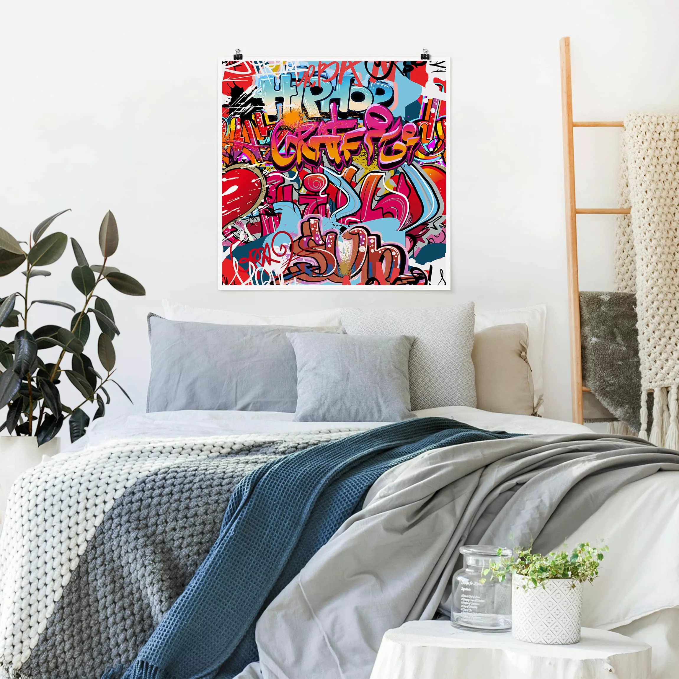 Poster Kinderzimmer - Quadrat HipHop Graffiti günstig online kaufen