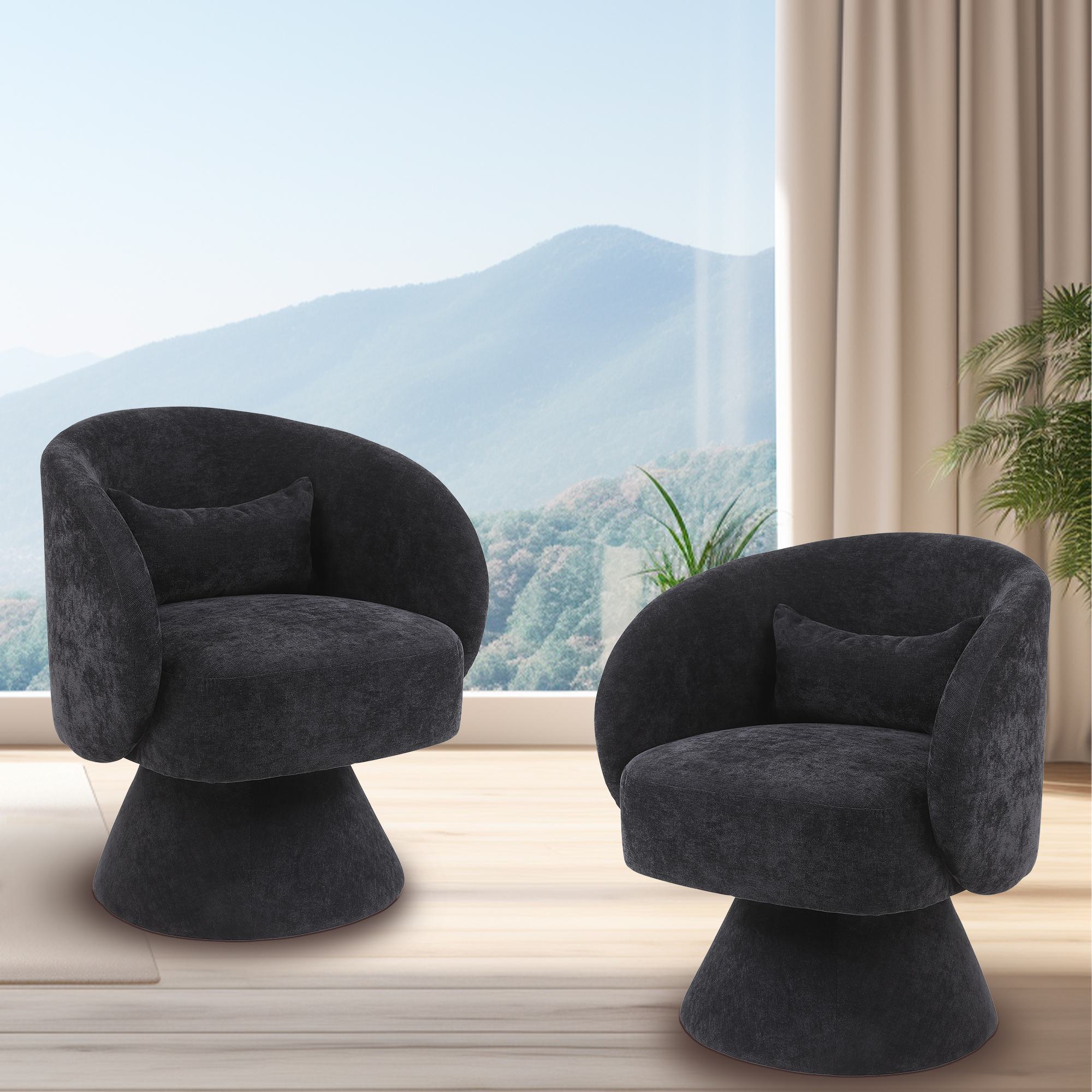 Set aus 2 Freizeit Moderne Stühle, 360° Drehbar, 67×61,4×77,9 cm, Schwarz günstig online kaufen