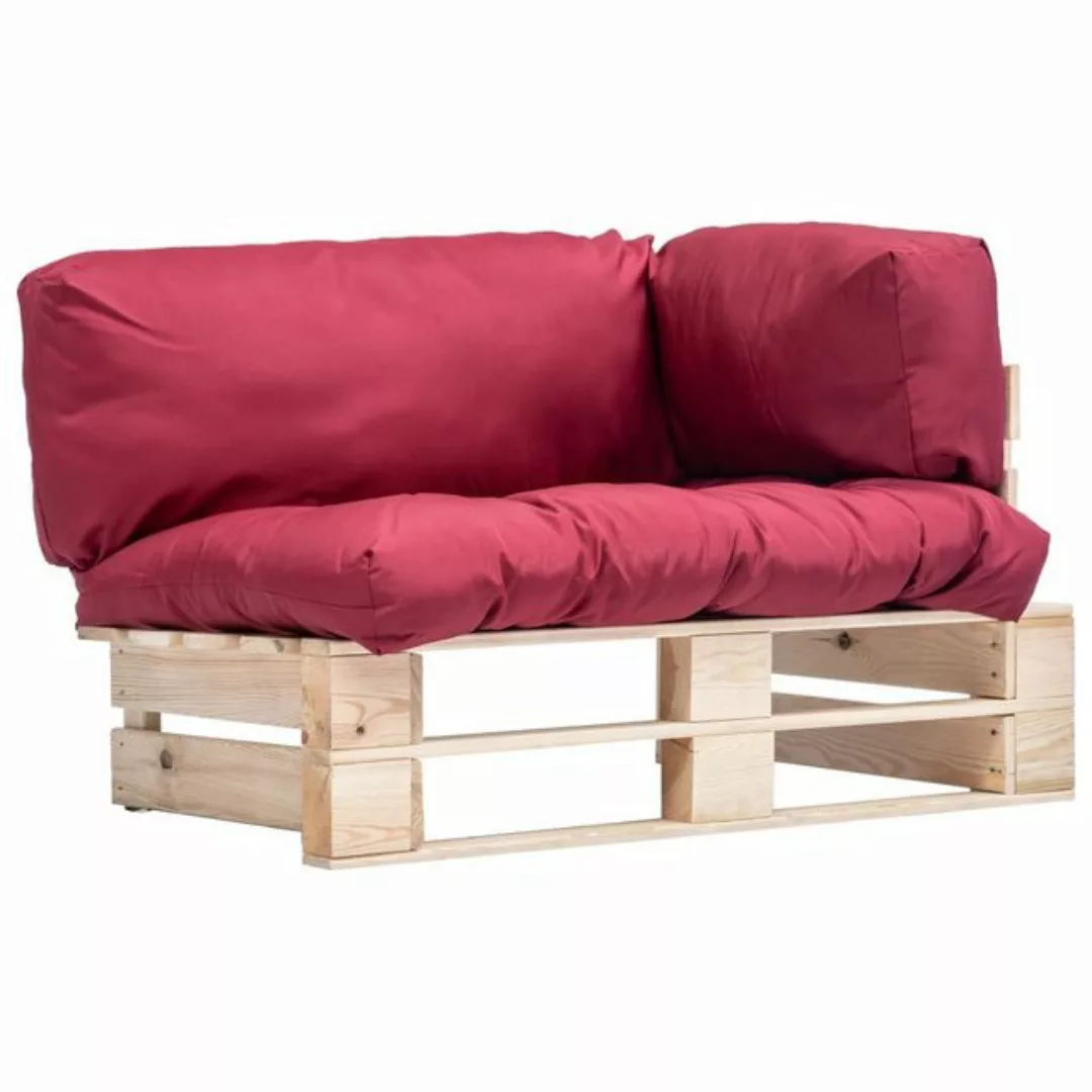 Garten-palettensofa Mit Roten Kissen Kiefernholz günstig online kaufen