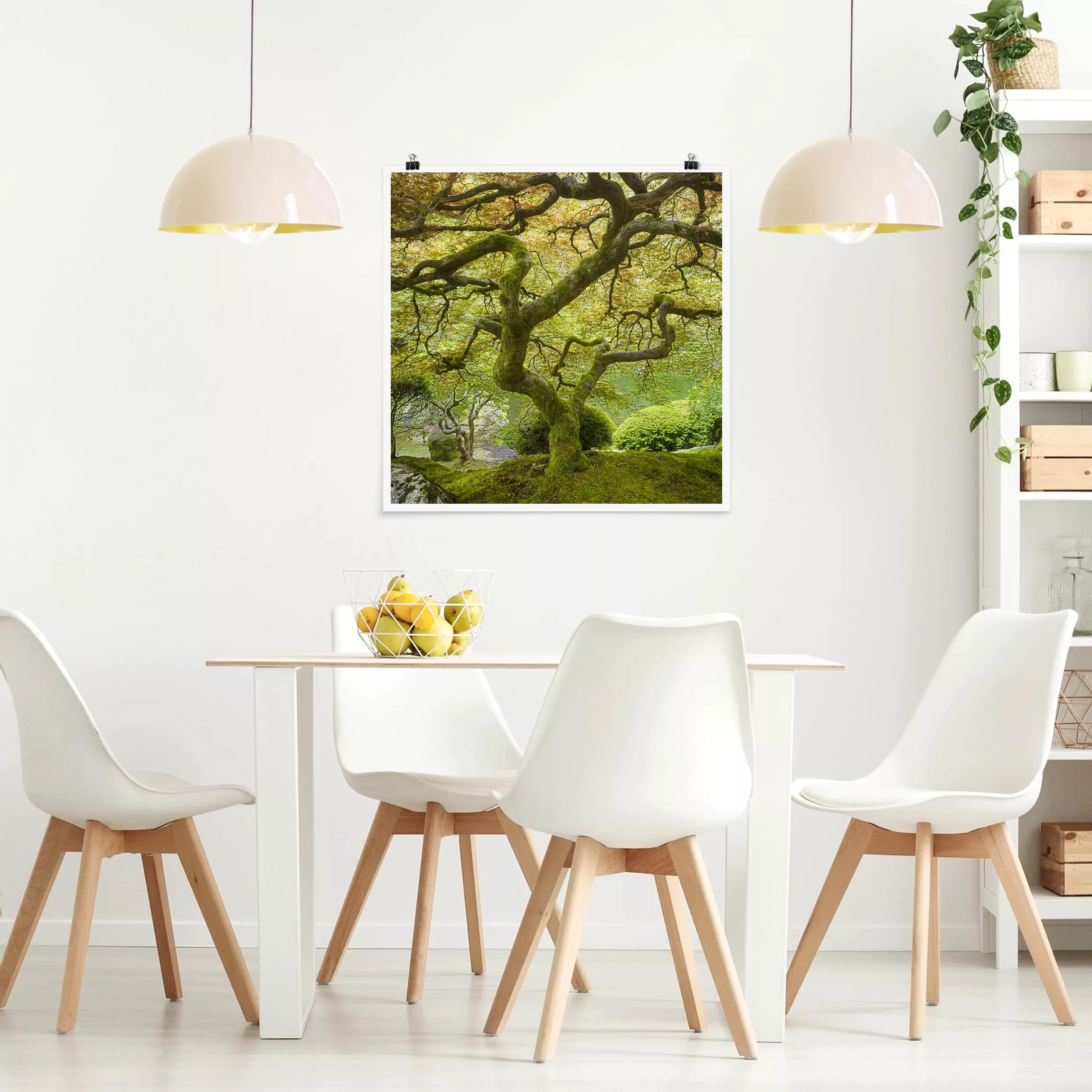 Poster Natur & Landschaft - Quadrat Grüner Japanischer Garten günstig online kaufen