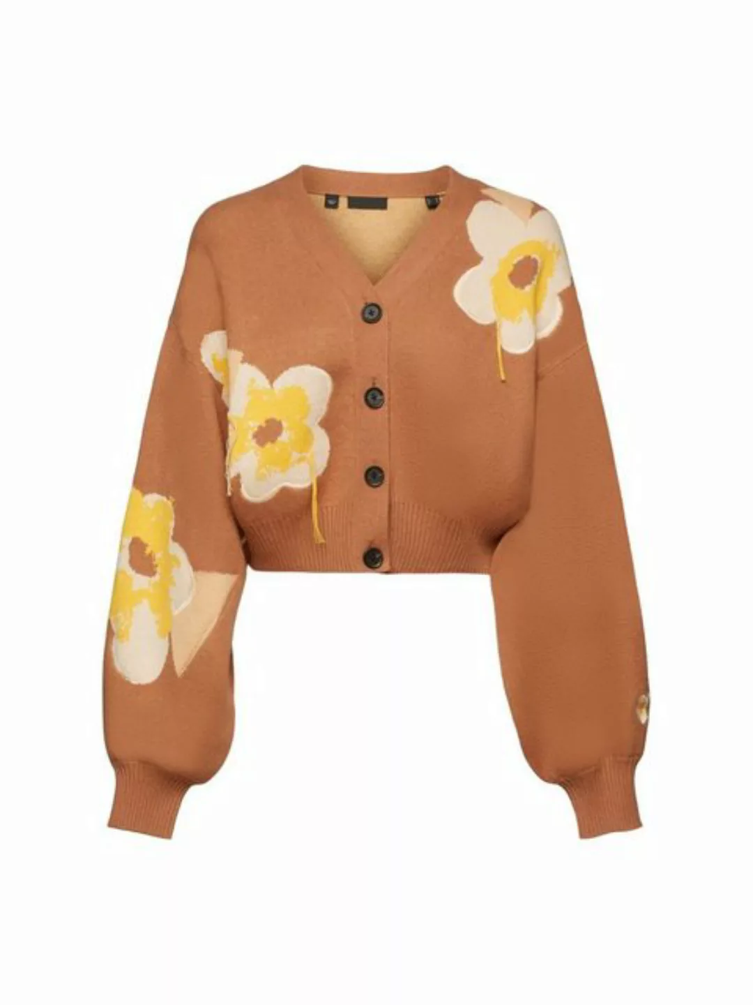 Esprit Strickjacke Strick-Cardigan im floralen Jacquard-Design (1-tlg) günstig online kaufen