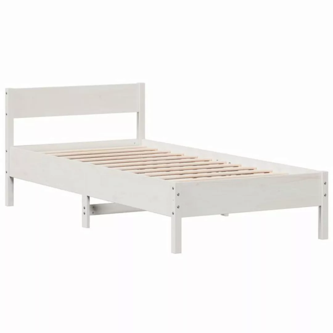 vidaXL Bettgestell Massivholzbett mit Kopfteil Weiß 90x190 cm Kiefer Bett B günstig online kaufen