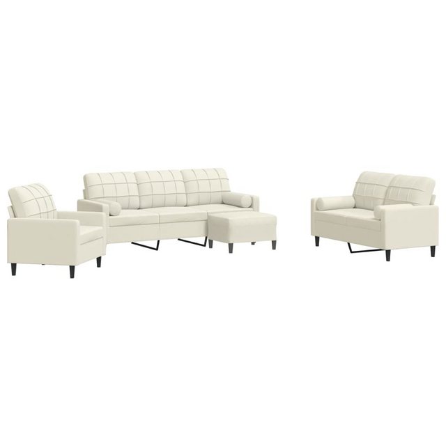 vidaXL Sofa 4-tlg. Sofagarnitur mit Kissen und Nackenrollen Creme Samt günstig online kaufen