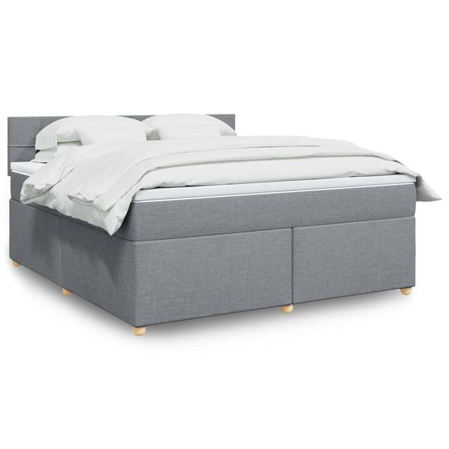 vidaXL Boxspringbett, Boxspringbett mit Matratze Hellgrau 180x200 cm Stoff günstig online kaufen