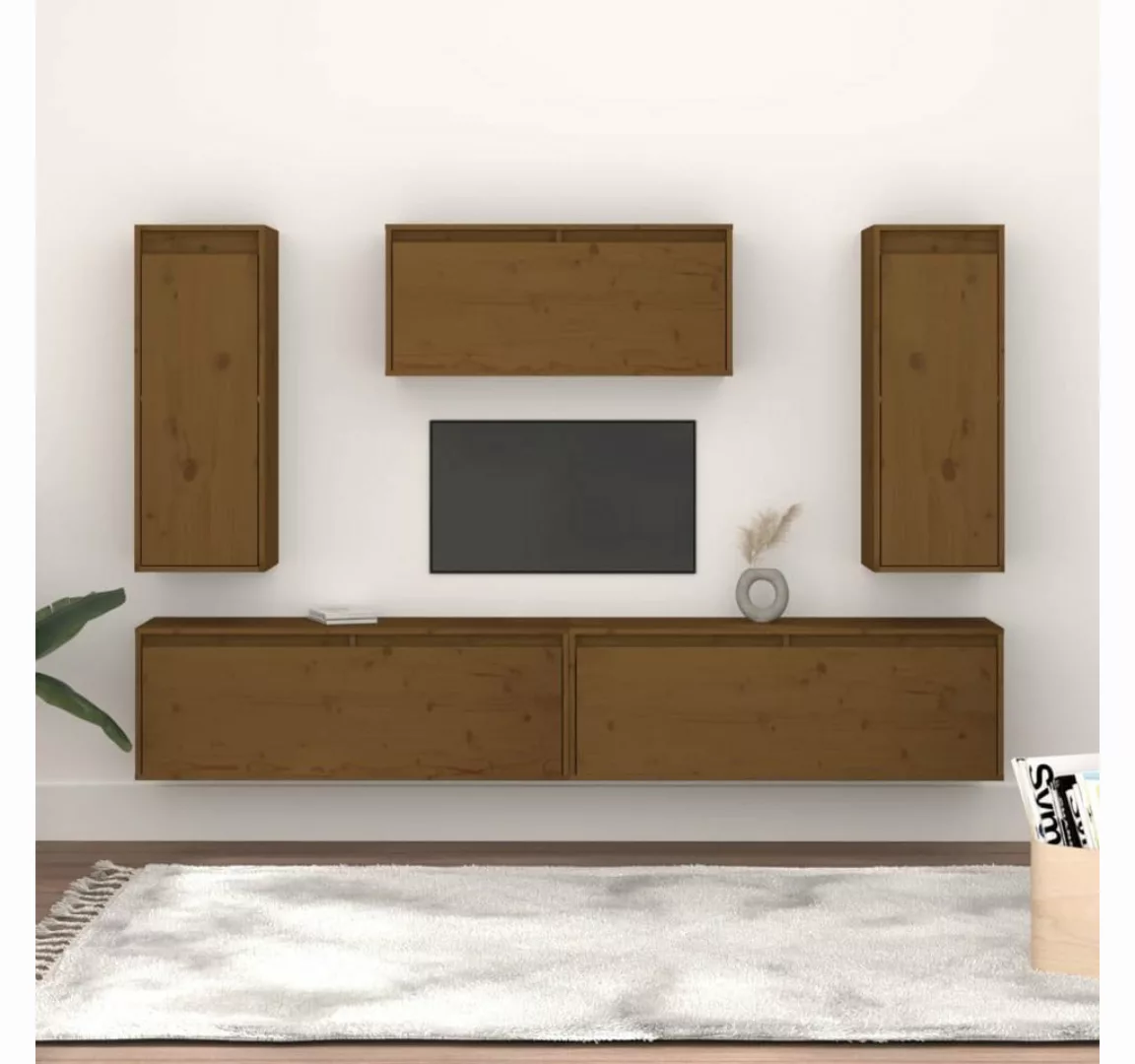 vidaXL TV-Schrank TV-Schränke 5 Stk Honigbraun Massivholz Kiefer Lowboard L günstig online kaufen