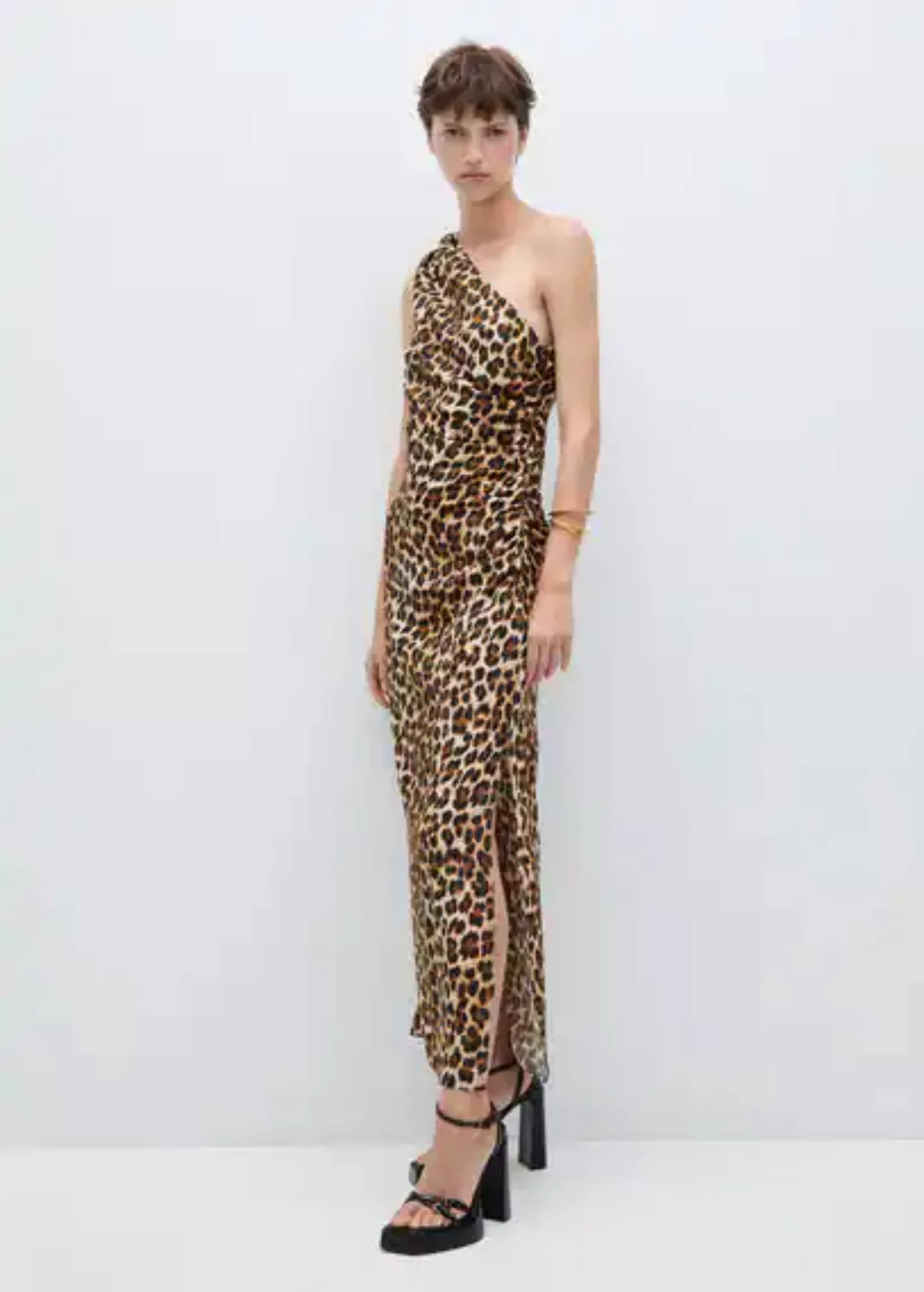 Asymmetrisches Kleid mit Animal Print günstig online kaufen