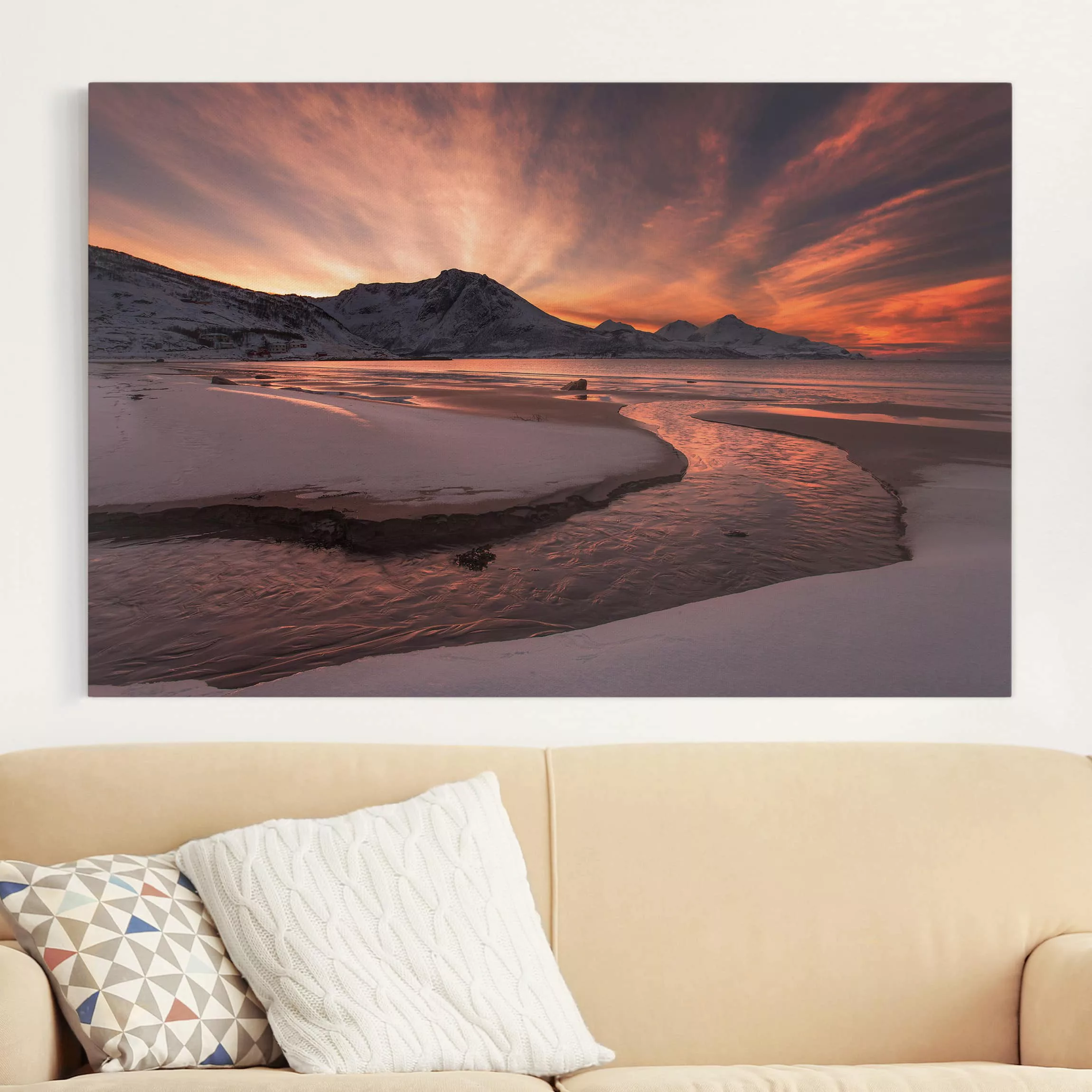 Leinwandbild Berg - Querformat Goldener Sonnenuntergang günstig online kaufen