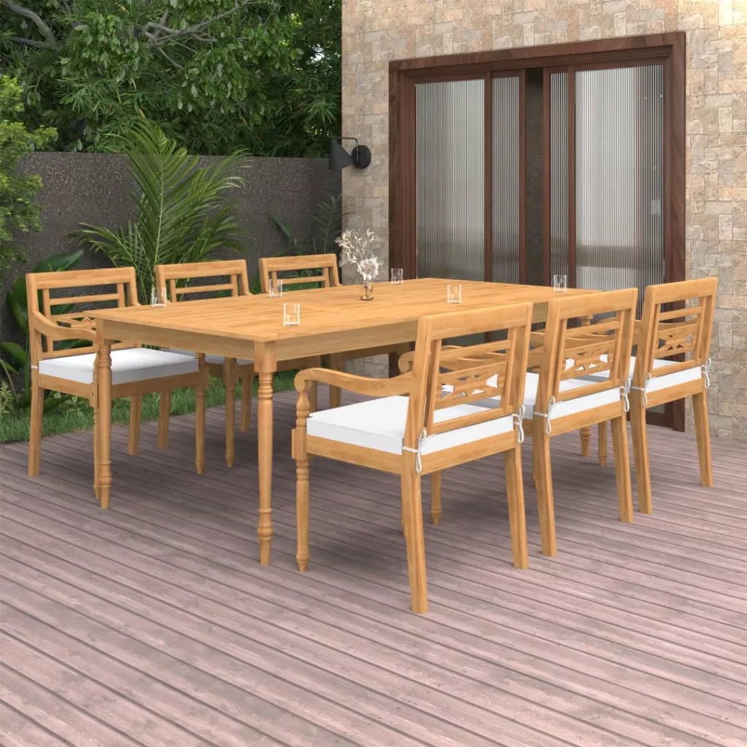 7-tlg. Garten-essgruppe Mit Kissen Massivholz Teak günstig online kaufen