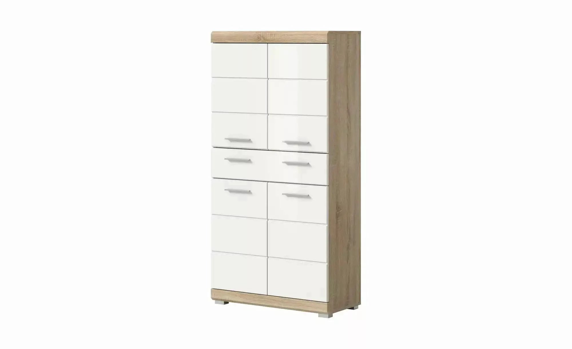 xonox.home Midischrank weiß Hochglanz/ Sonoma Eiche hell B/H/T: 74x141x31 c günstig online kaufen