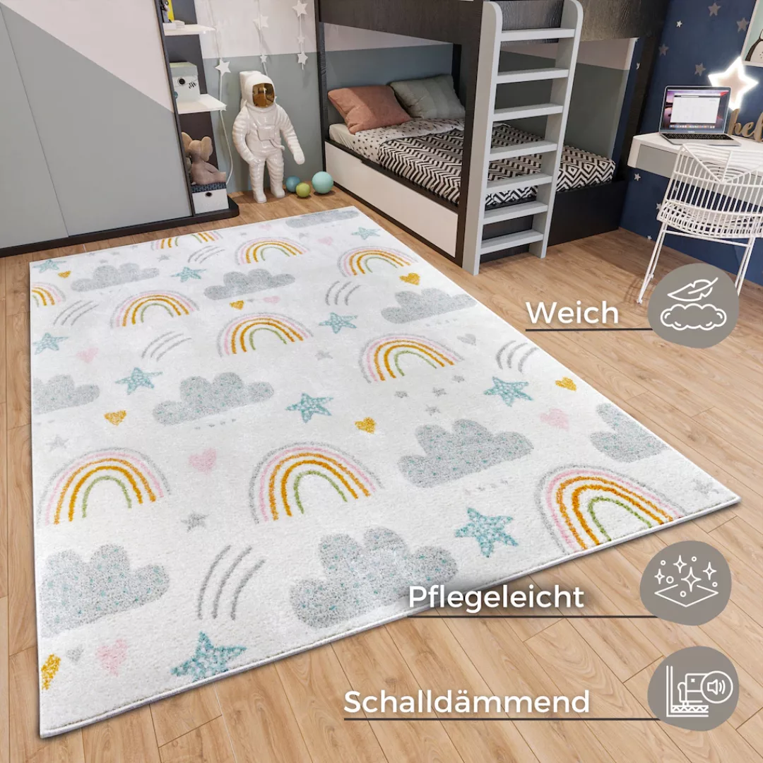 HANSE Home Kinderteppich »Adventures Rainbow Clouds«, rechteckig, Spieltepp günstig online kaufen