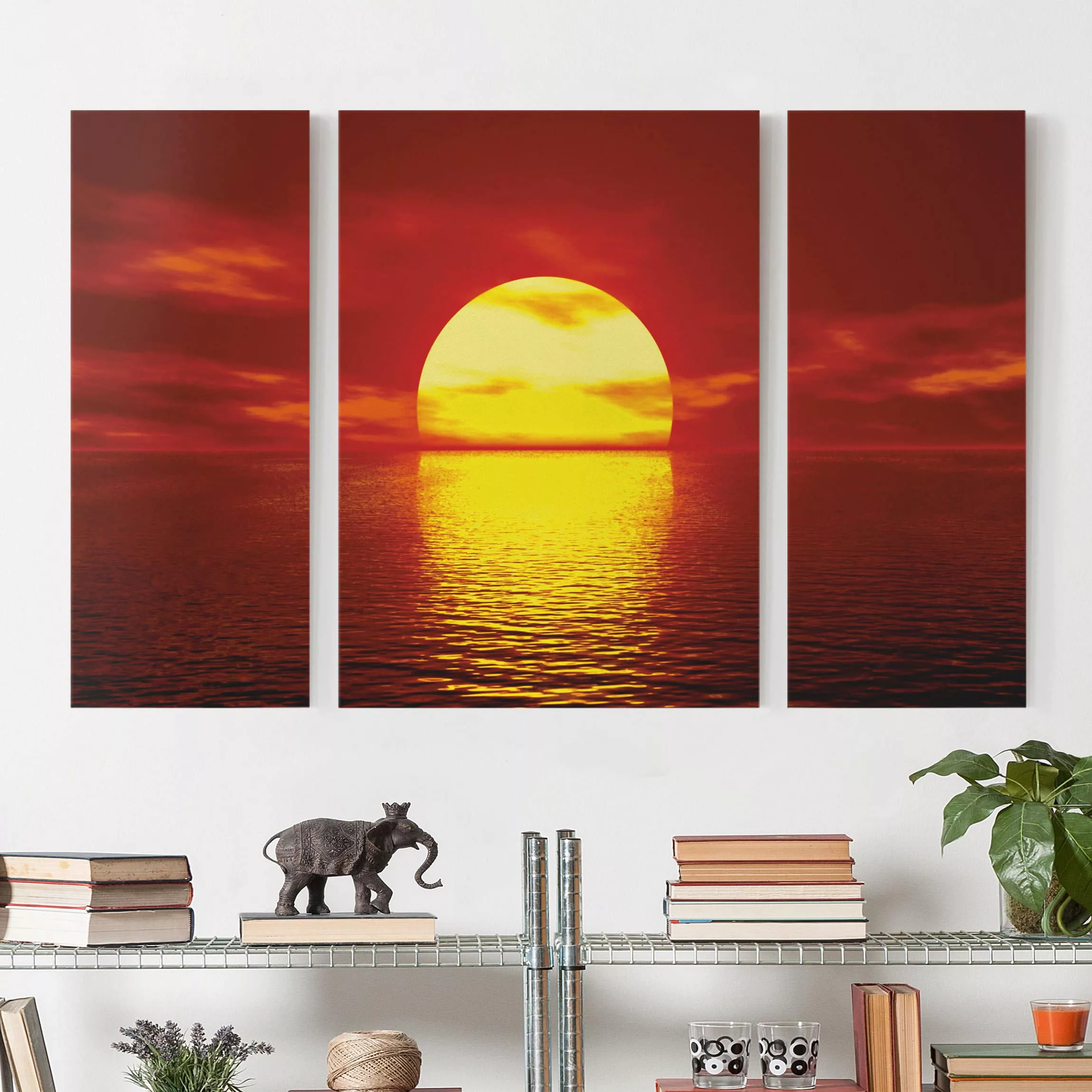 3-teiliges Leinwandbild Strand - Querformat Fantastic Sunset günstig online kaufen