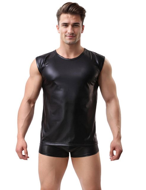 Lau-Fashion T-Shirt Muskelshirt Lack Leder Wetlook Body Unterhemd Schwarz S günstig online kaufen