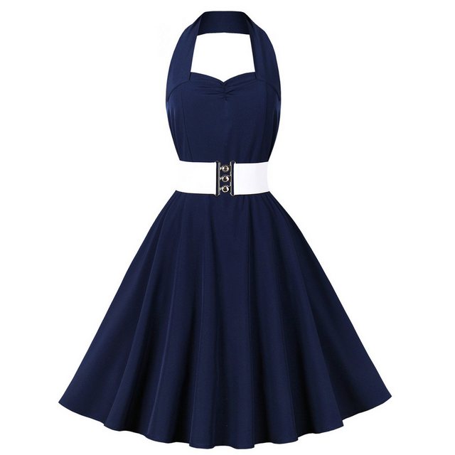 KIKI Abendkleid Sexy rückenfreies Neckholder-Kleid mit Polka-Dot-Print günstig online kaufen