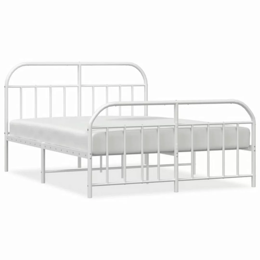 furnicato Bett Bettgestell mit Kopf- und Fußteil Metall Weiß 160x200 cm günstig online kaufen