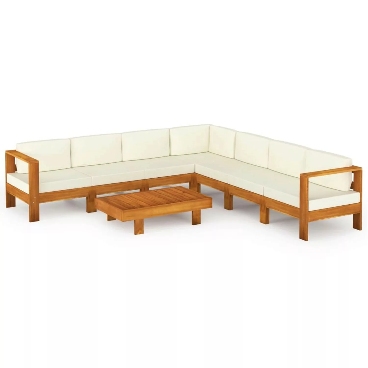 8-tlg. Garten-lounge-set Mit Creme Auflagen Massivholz Akazie günstig online kaufen