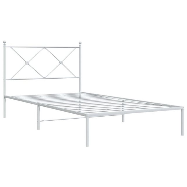 vidaXL Bett Bettgestell mit Kopfteil Metall Weiß 107x203 cm günstig online kaufen