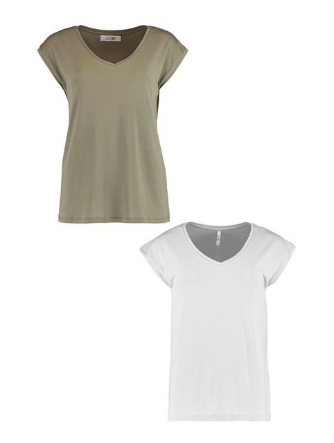 HaILY’S T-Shirt T-Shirt 2er-Set V-Ausschnitt Kurzarm Basic Sommer Shirt (2- günstig online kaufen