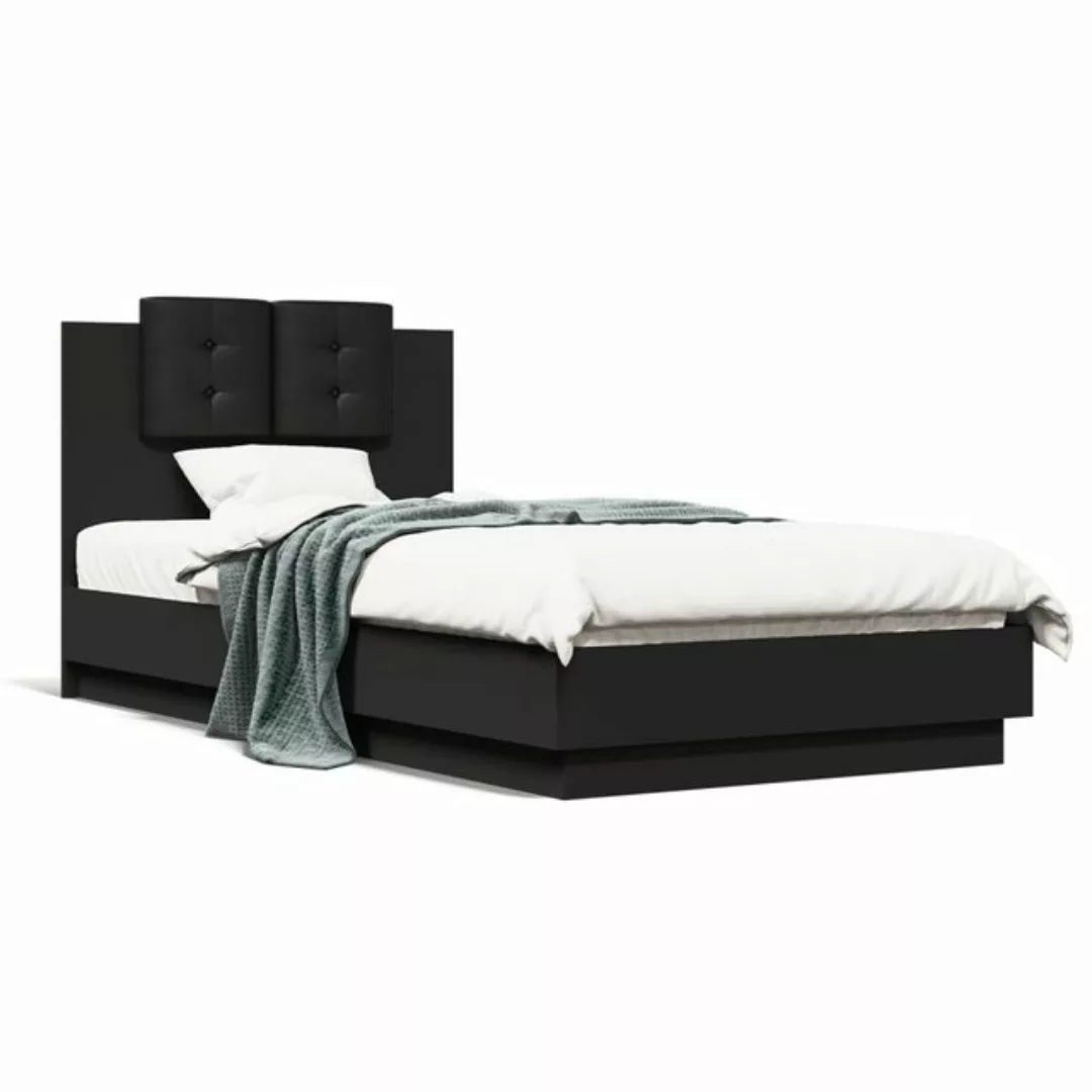 vidaXL Bett Bettgestell mit Kopfteil und LED-Leuchten Braun Eiche 75x190 cm günstig online kaufen