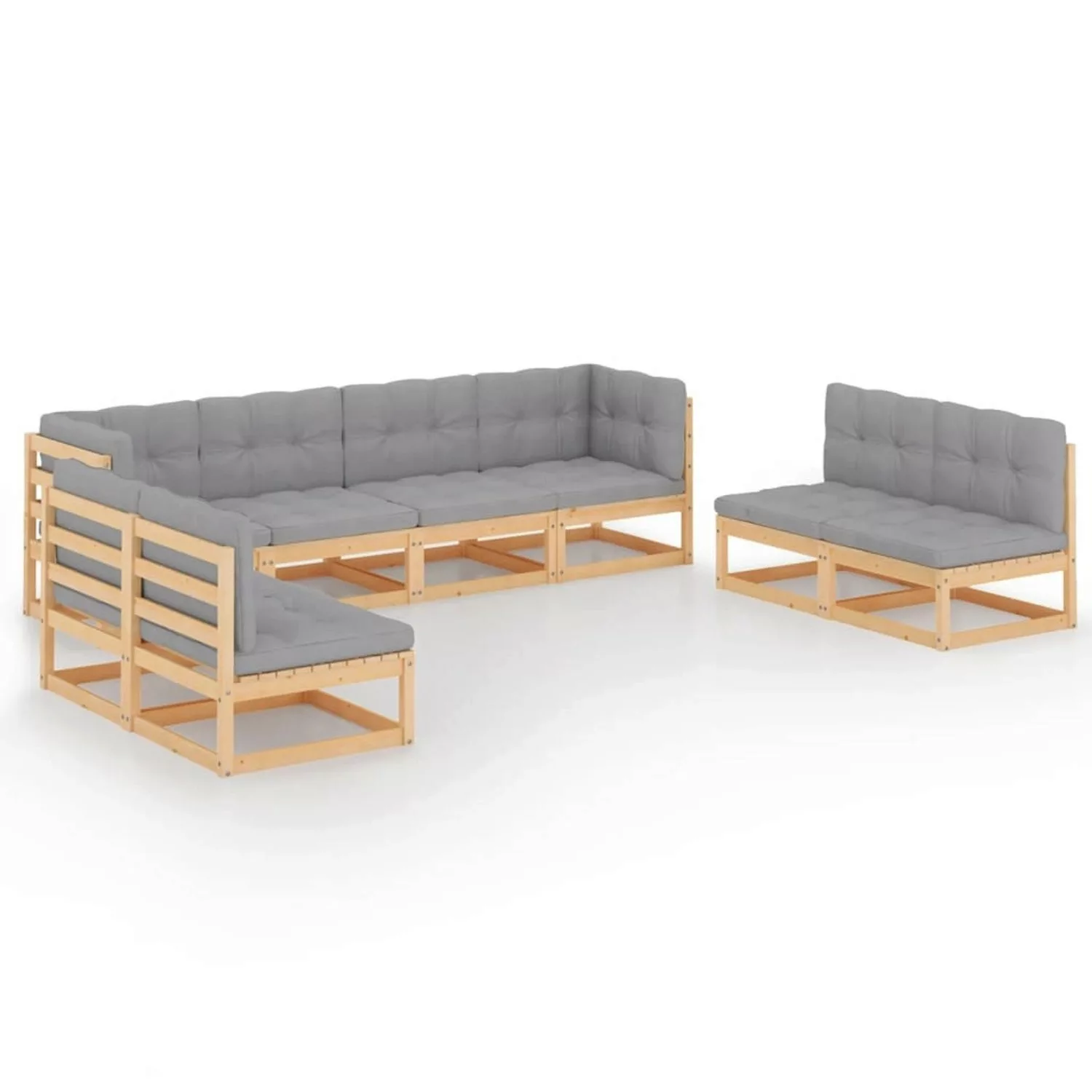 8-tlg. Garten-lounge-set Mit Kissen Kiefer Massivholz günstig online kaufen