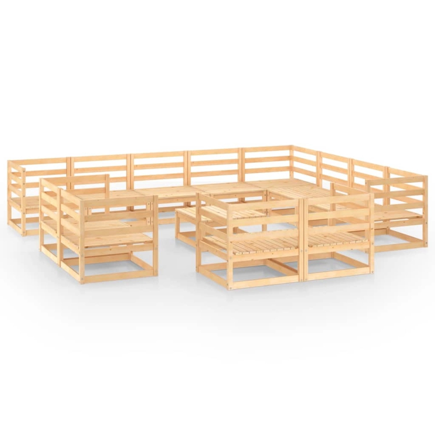 vidaXL 13-tlg Garten-Lounge-Set Massivholz Kiefer Modell 3 günstig online kaufen