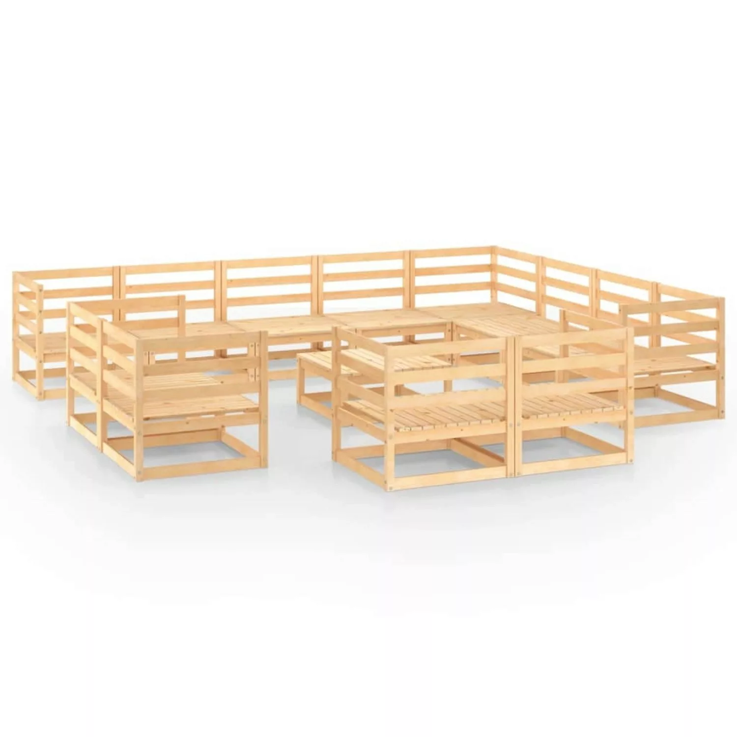 vidaXL 13-tlg Garten-Lounge-Set Massivholz Kiefer Modell 3 günstig online kaufen