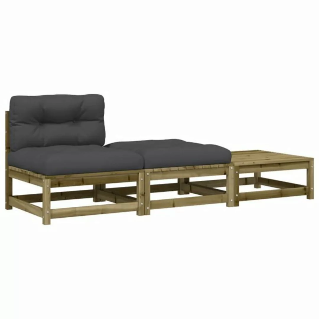 vidaXL Loungesofa Gartensofa ohne Armlehnen mit Kissen und Hockern, 1 Teile günstig online kaufen