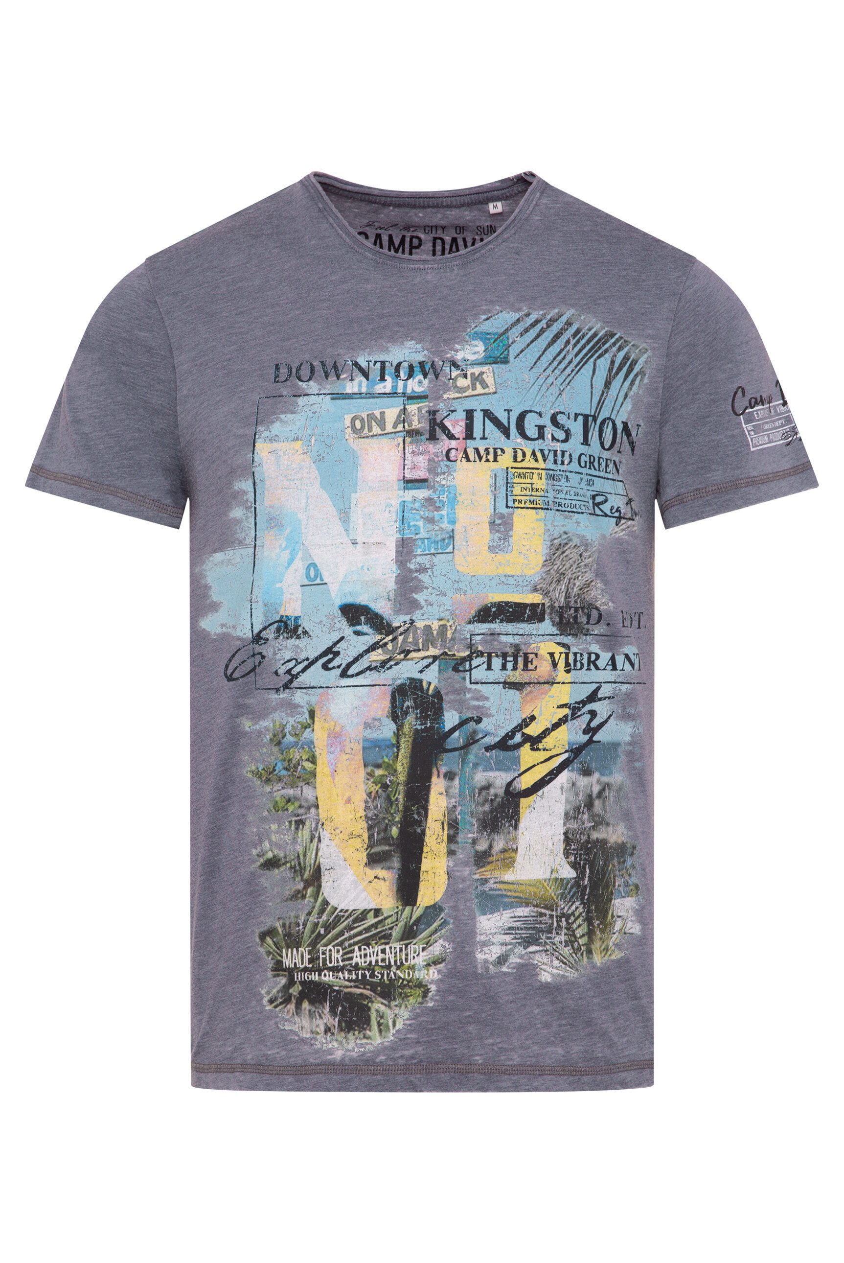 CAMP DAVID Rundhalsshirt mit offener Kante günstig online kaufen