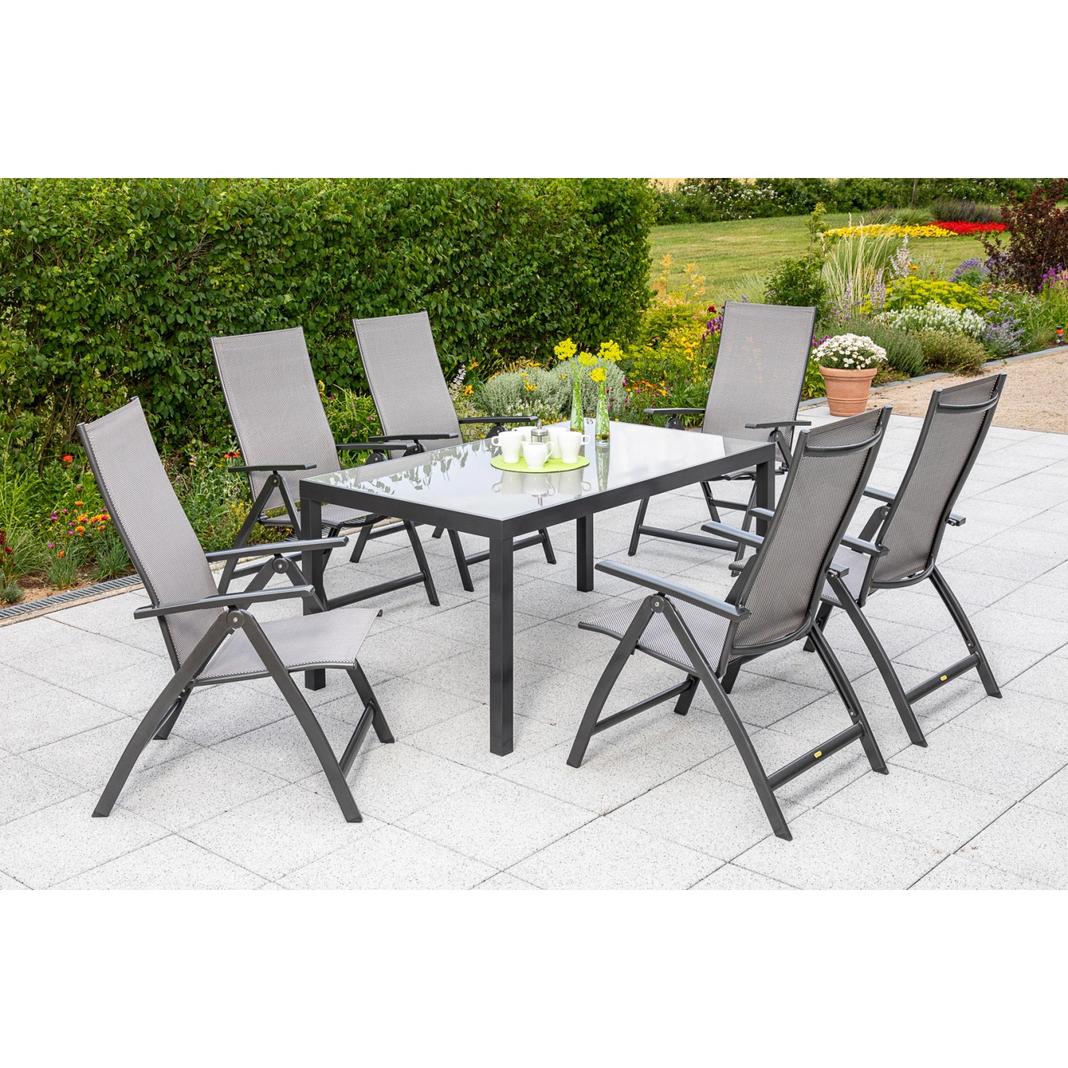 Merxx Vicenza Set 7-tlg. 6 Klappsessel Gartentisch 150 x 90 cm günstig online kaufen