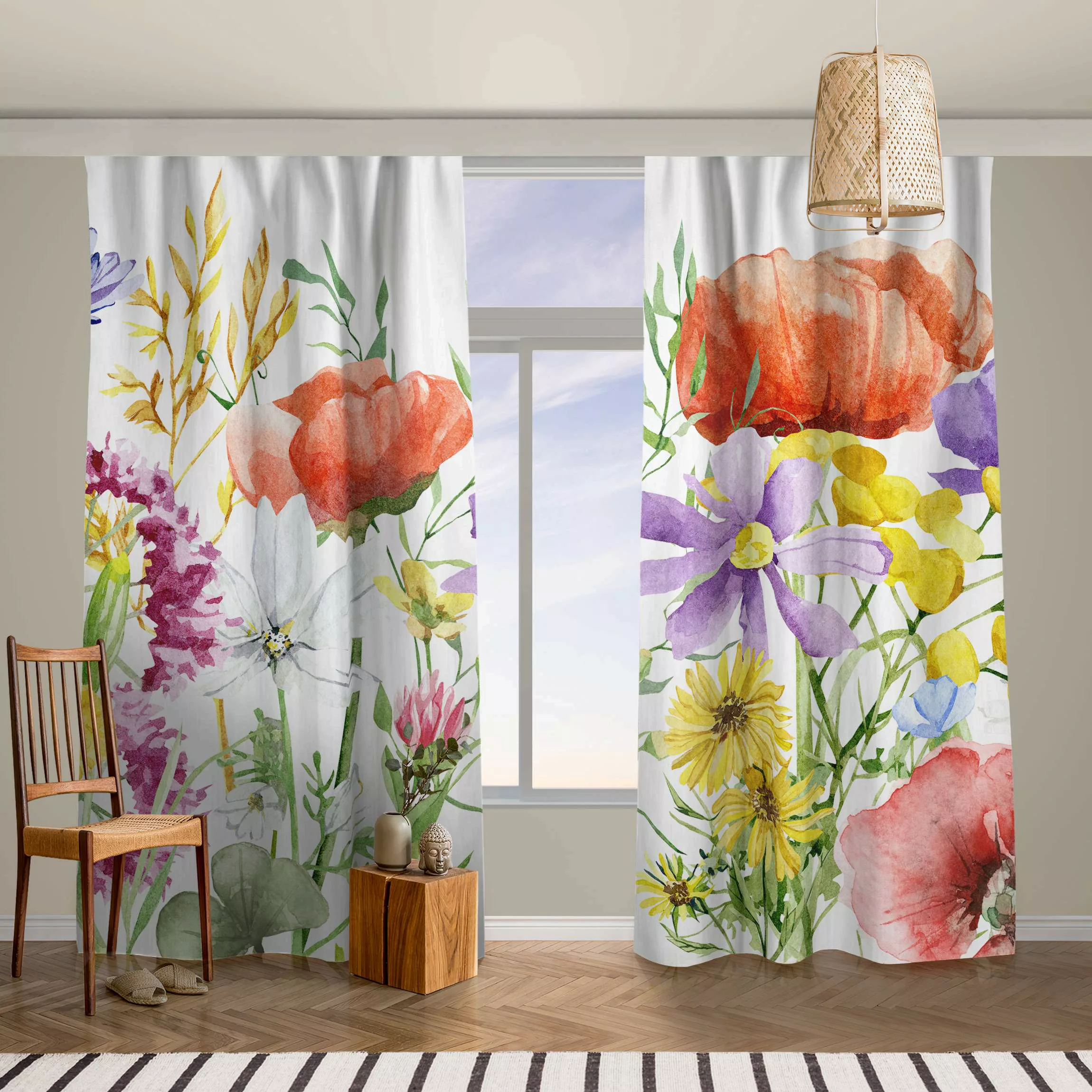 Vorhang Aquarellierte Blumen günstig online kaufen