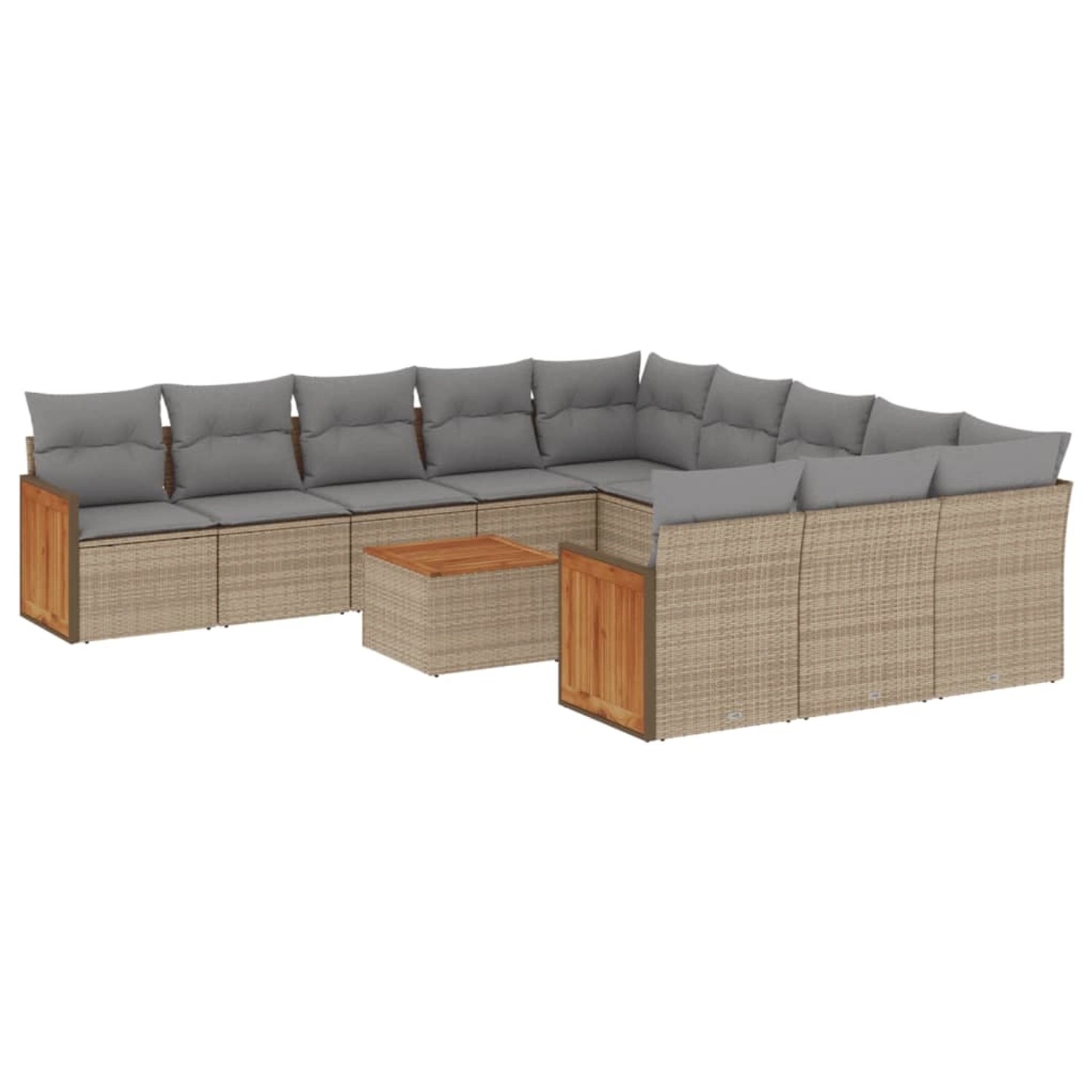 vidaXL 12-Tlg Garten-Sofagarnitur mit Kissen Beige Poly Rattan 3260519 günstig online kaufen