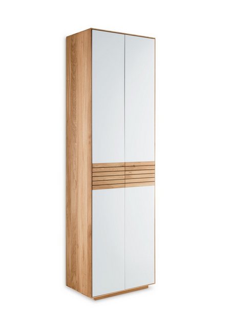 Natur24 Garderobenschrank Rimini Schuhschrank Eichenholz Glas Natur Weiß 60 günstig online kaufen